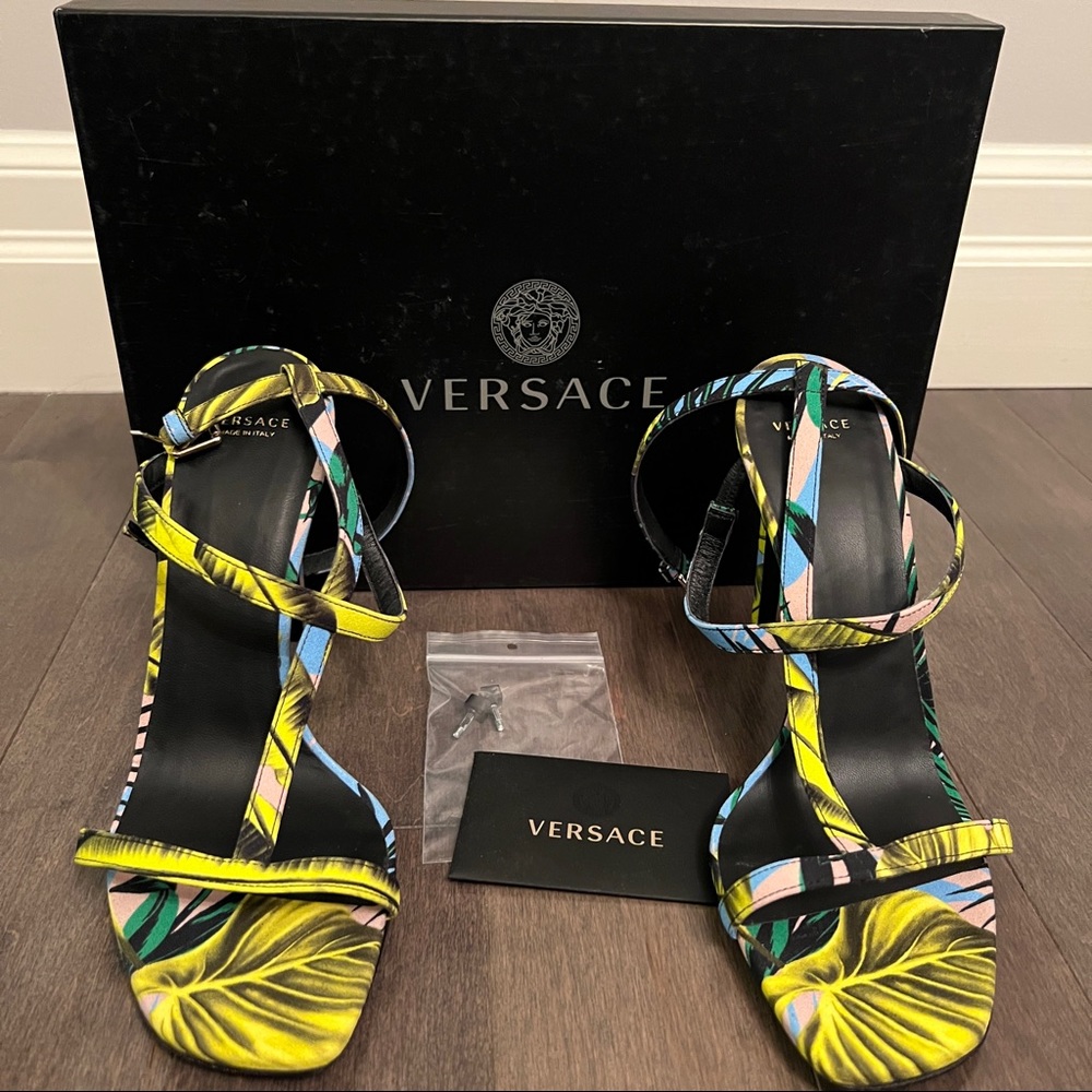 Versace jungle print sandal heels